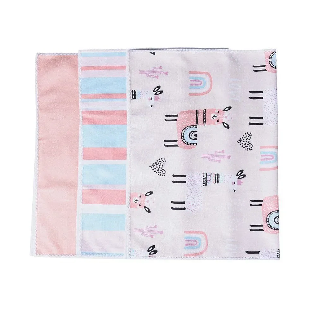 Microfiber Kitchen 3pcs Set Alpaca, Pink, Stripe Pattern